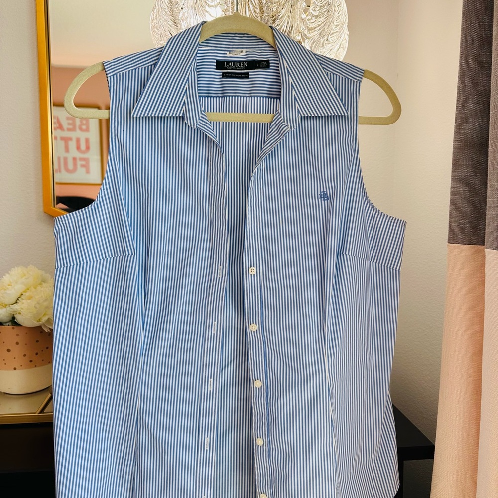 Blue Striped Ralph Lauren Women’s Dress Shirt